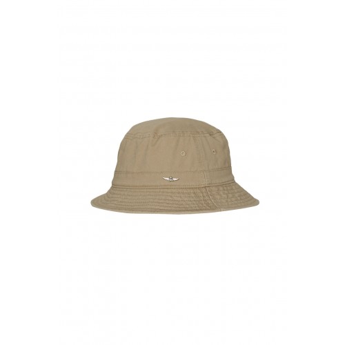 Cotton bucket hat with metal eagle